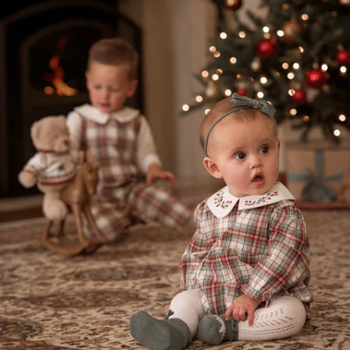 Winter Tartan Bubble w/ Embroidered Collar