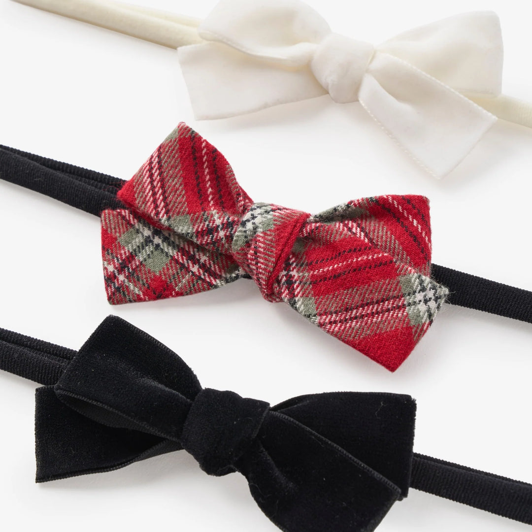Holiday Tartan and Velvet Headband Set 3 pk