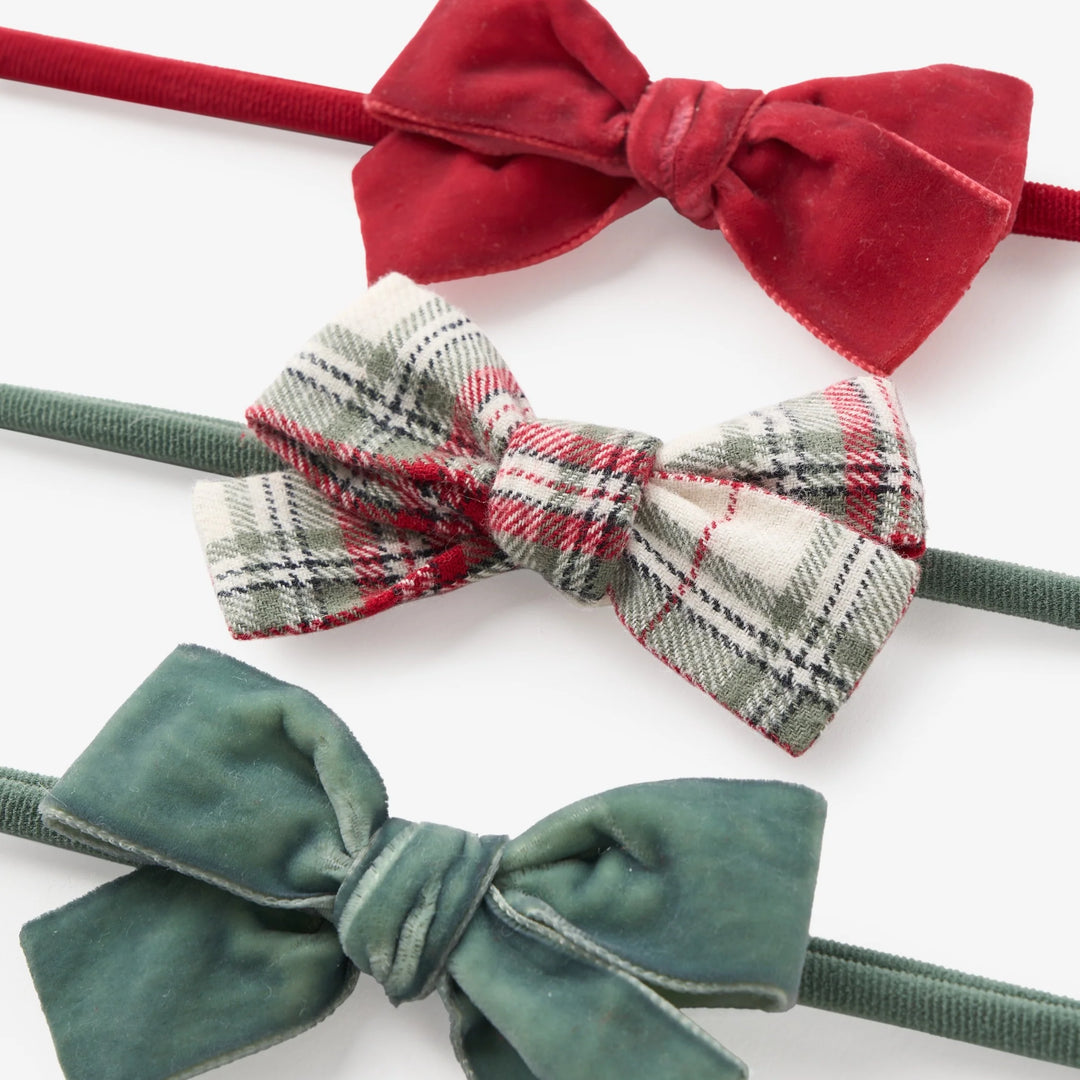 Winter Tartan and Velvet Headband Set 3 pk