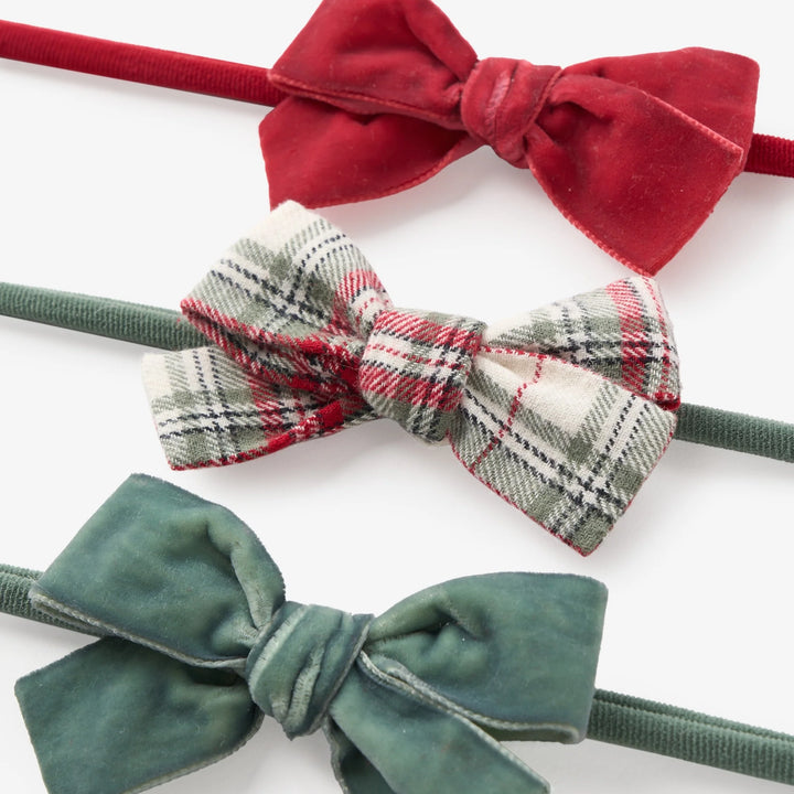 Winter Tartan and Velvet Headband Set 3 pk