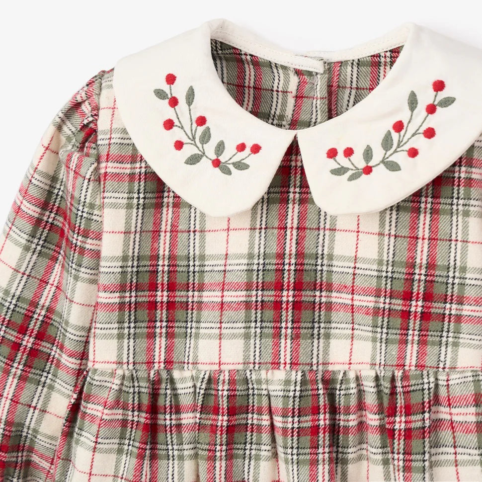 Winter Tartan Bubble w/ Embroidered Collar