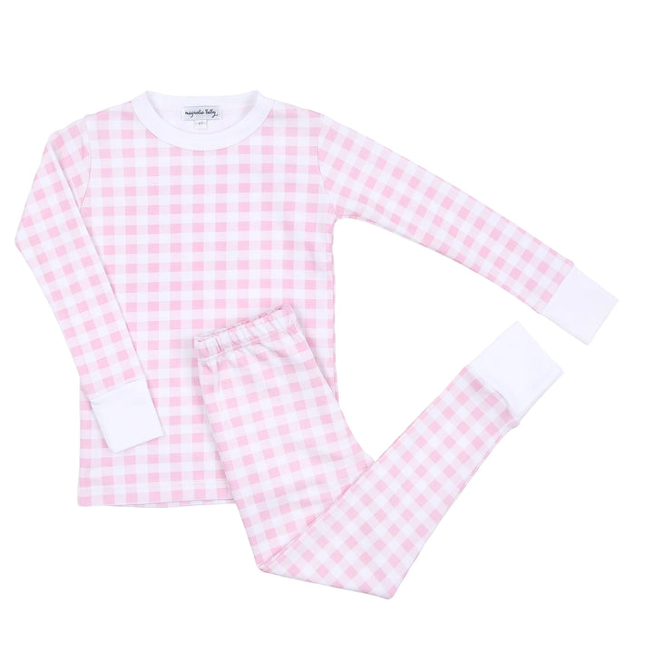 Baby Checks Long Pajamas - Pink