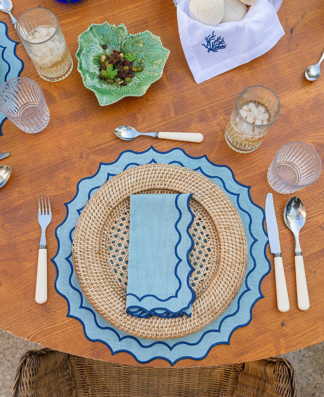Water Blue Linen Napkin - Set of 6