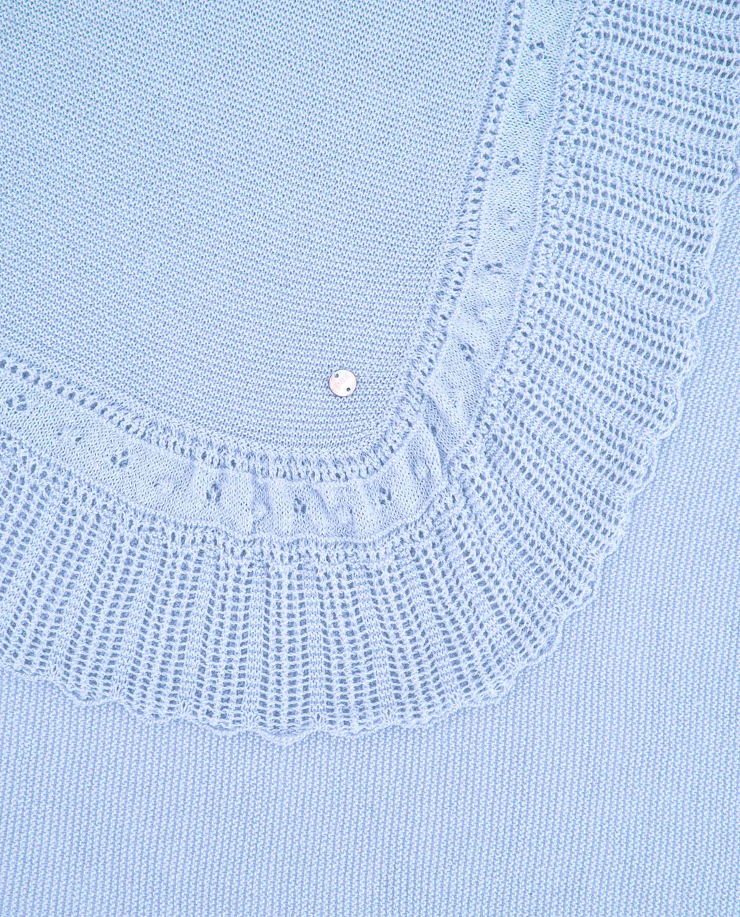 Paz Rodriguez Alegra Openwork Knit Baby Blanket Chalk Blue