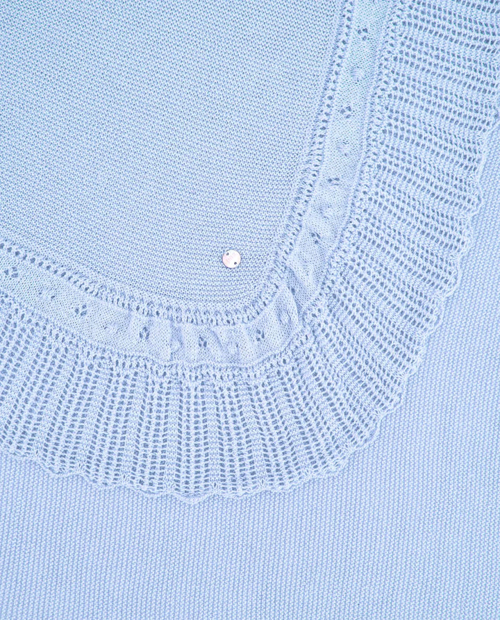 Paz Rodriguez Alegra Openwork Knit Baby Blanket Chalk Blue