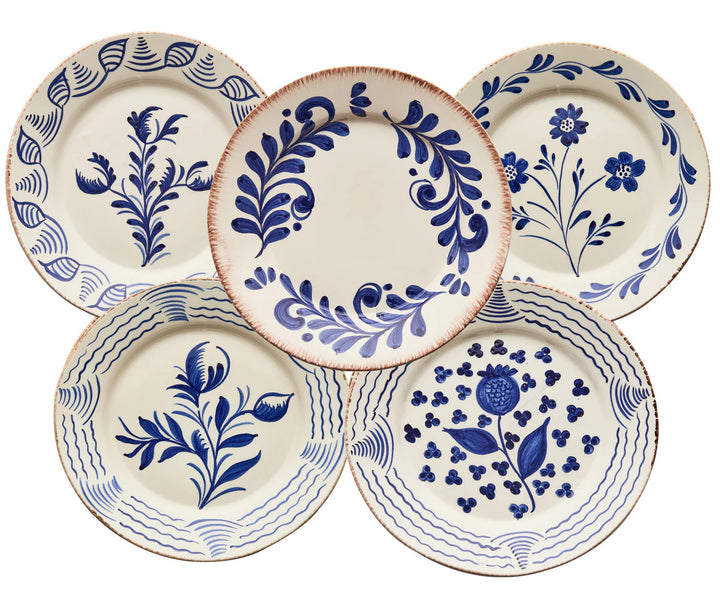 Casa Nuno Blue and White Dinner Plate, Scroll Design - Set Of 2