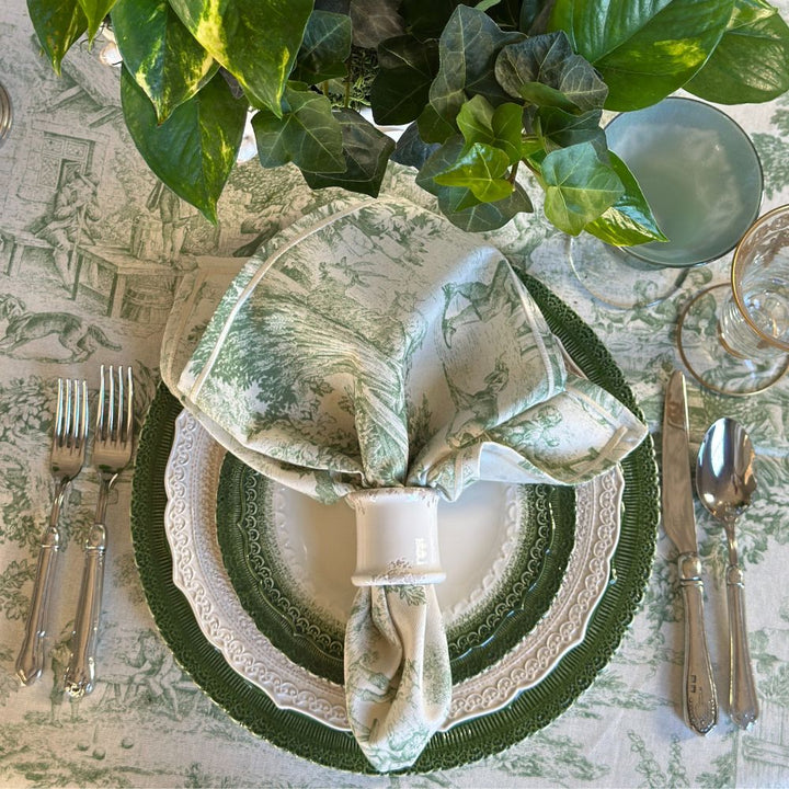 Arte Italica Montefalco Toile Cotton Napkin Green & Cream