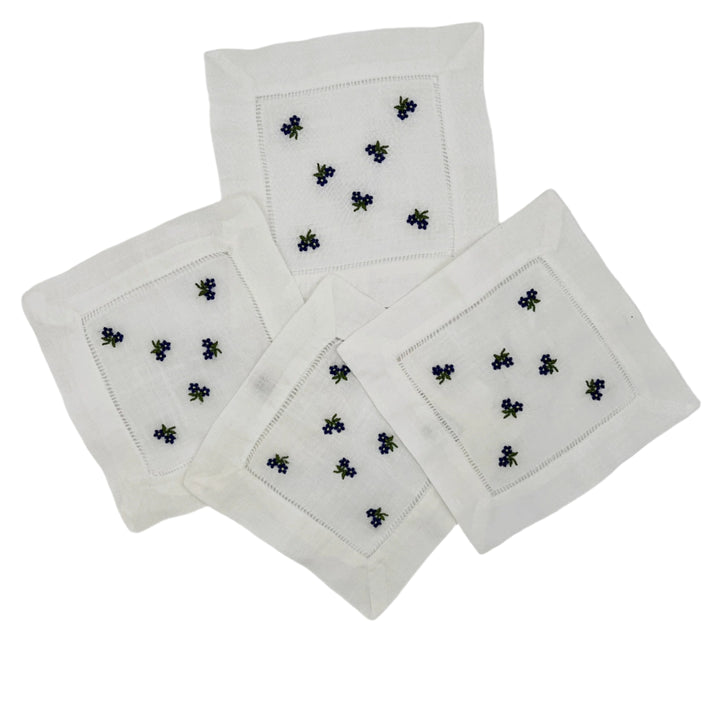 Forget Me Knots Embroidered Cocktail Napkins - Set of 4