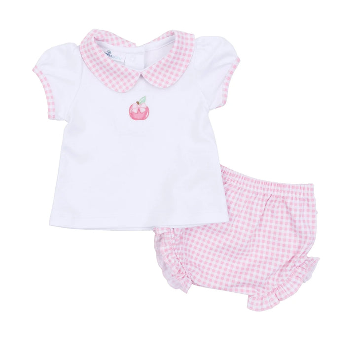 Apple of my Eye Collared Ruffle S/S Diaper Cover Set