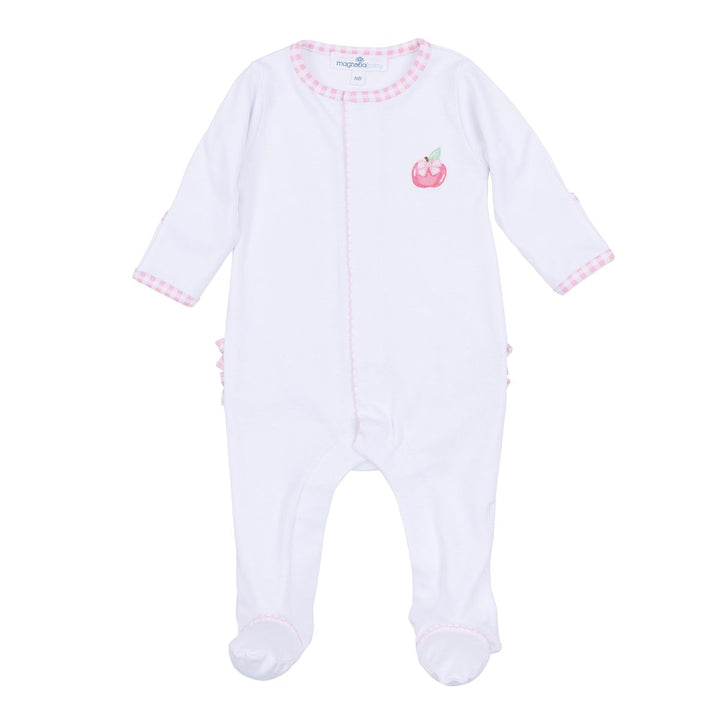 Apple of My Eye Embroidered Ruffle Footie