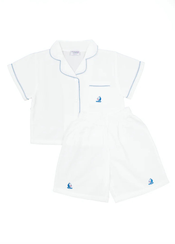 Ship Shape Shorts, Embroidered Sailboat