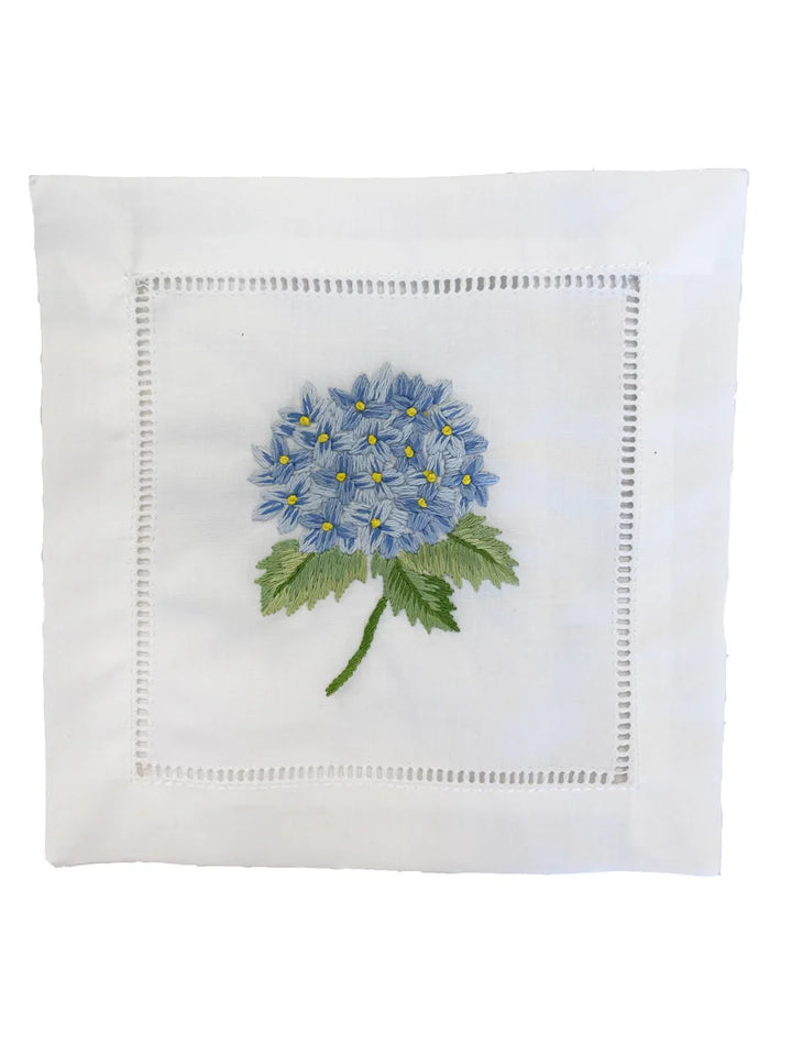 Cocktail Napkins, French Hydrangea (Light Blue) - Set of 4