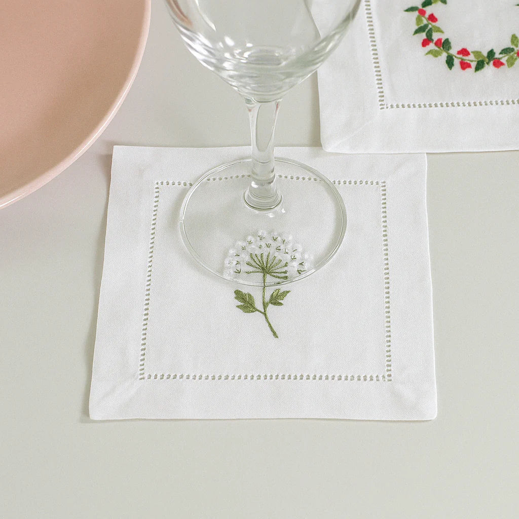 Cocktail Napkins, Hydrangea (White), Set of 4