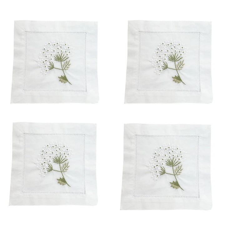 Cocktail Napkins, Hydrangea (White), Set of 4