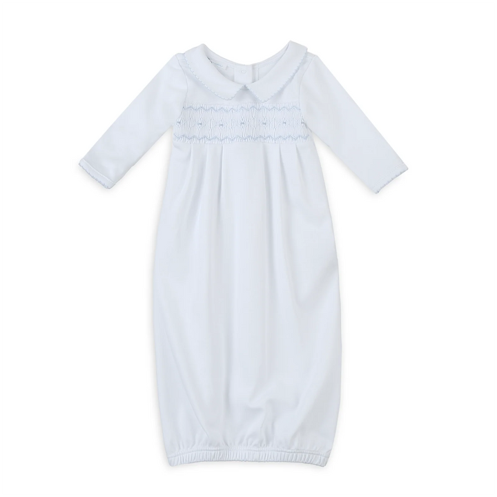 Landon's Classics Smocked Pleated Gown - Light Blue