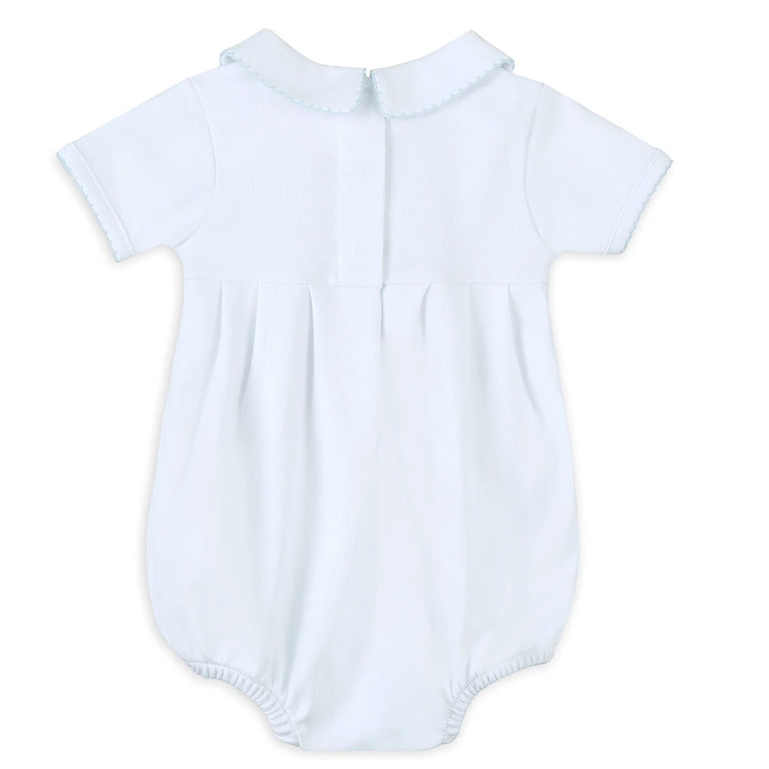 Landon's Classics Smocked Short Sleeve Bubble - Light Blue