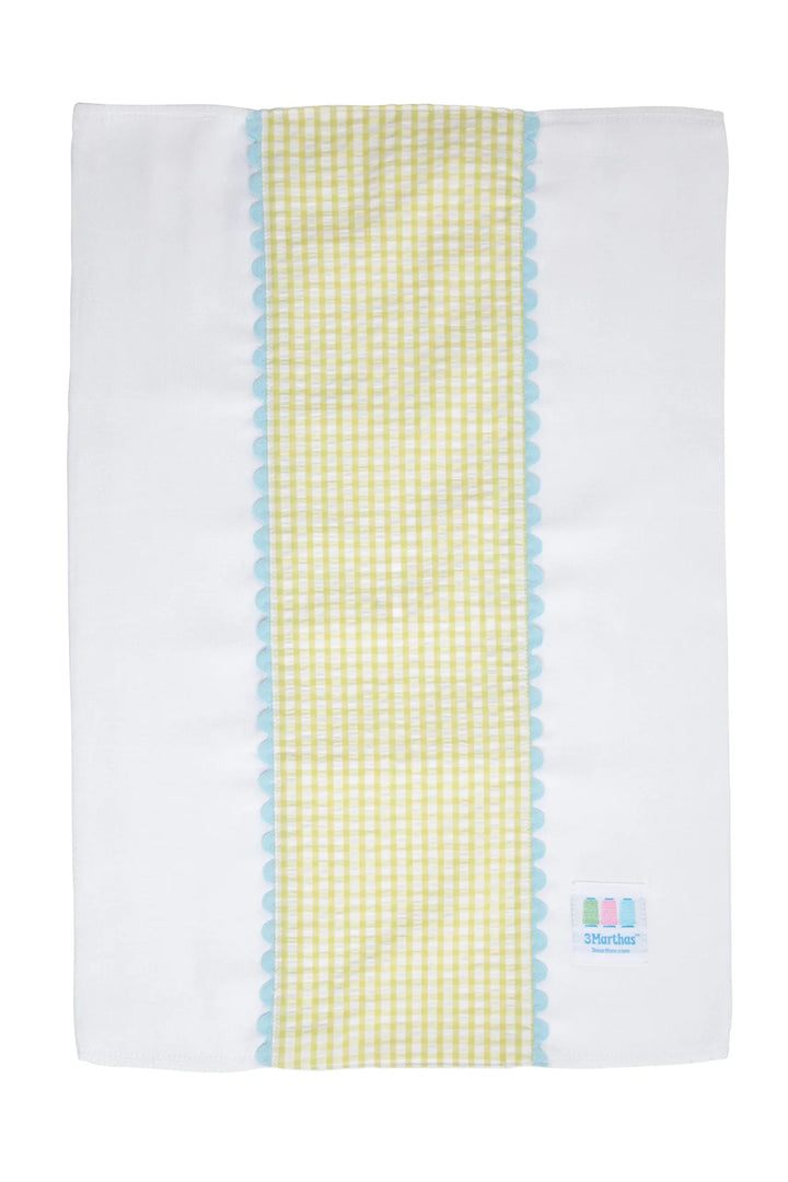 Big Check Fancy Fabric Burp Cloth - Green/Blue