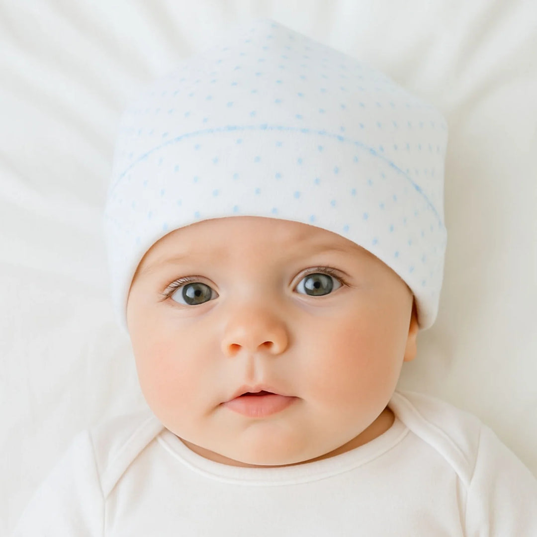 Magnolia Baby Mini Dots White and Blue Hat