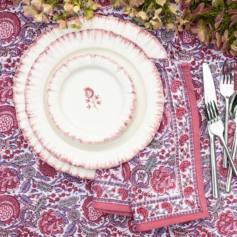 Pomegranate Ruffled Rose Dinner Plate - Set of 2