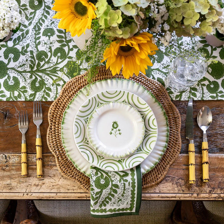 Pomegranate Ruffled Green Dinner Plate - Set of 2
