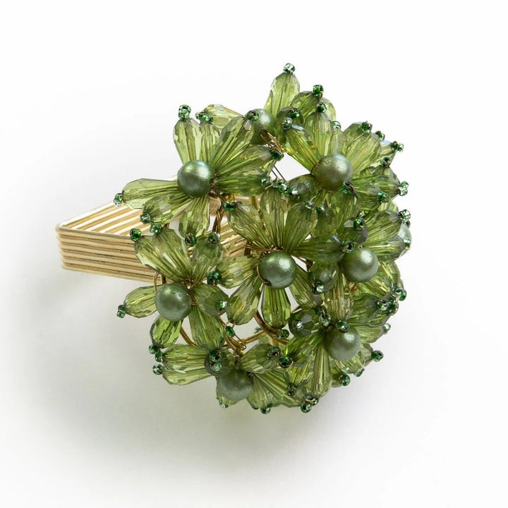 Pomegranate Fern Bouquet Beaded Napkin Ring - Set of 4
