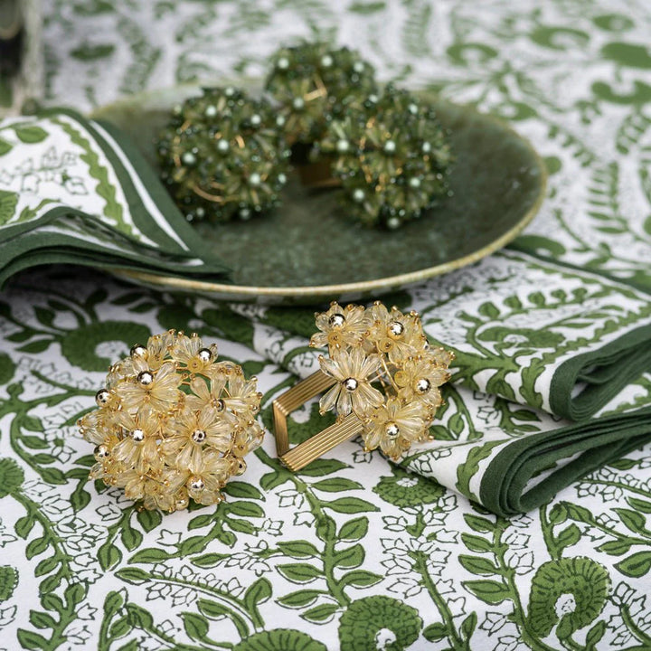 Pomegranate Champagne Bouquet Beaded Napkin Ring - Set of 4