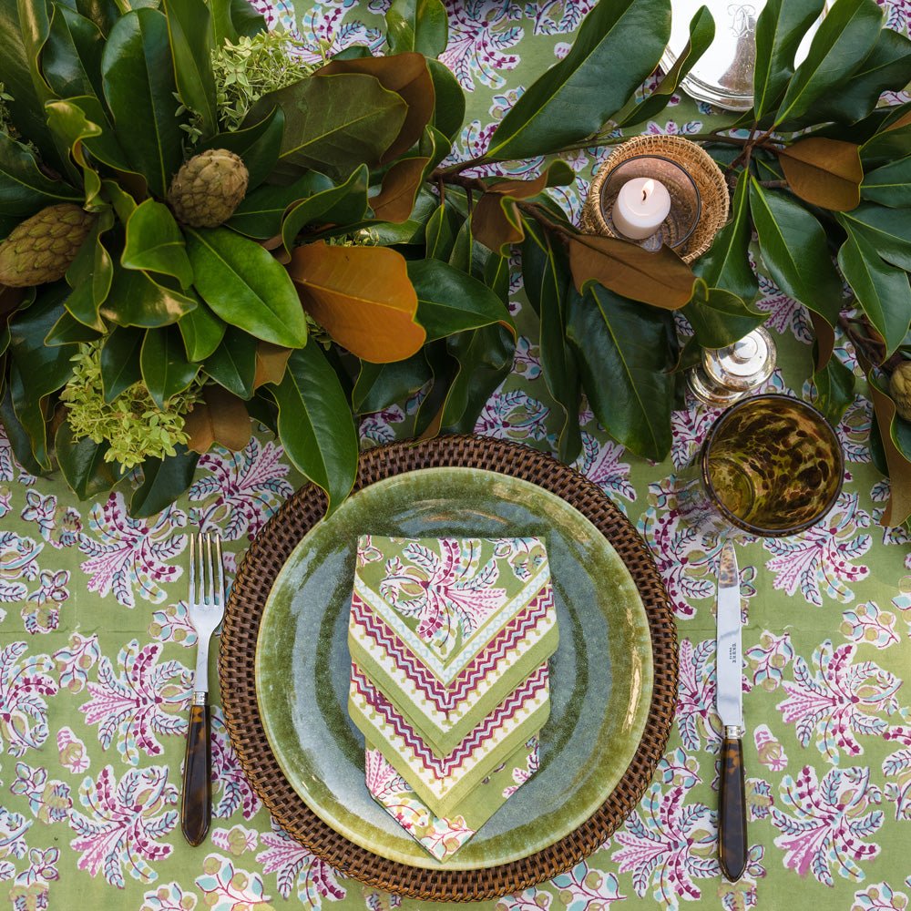 Pomegranate Grecian Palm Fern & Magenta Napkin - Set of 4