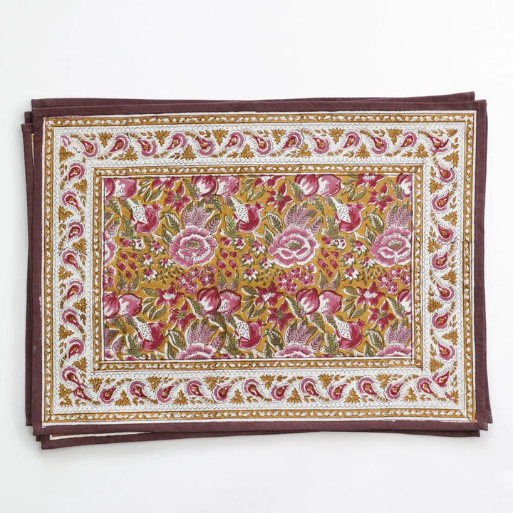Pomegranate Garden Plum & Ochre Placemat | Set of 4