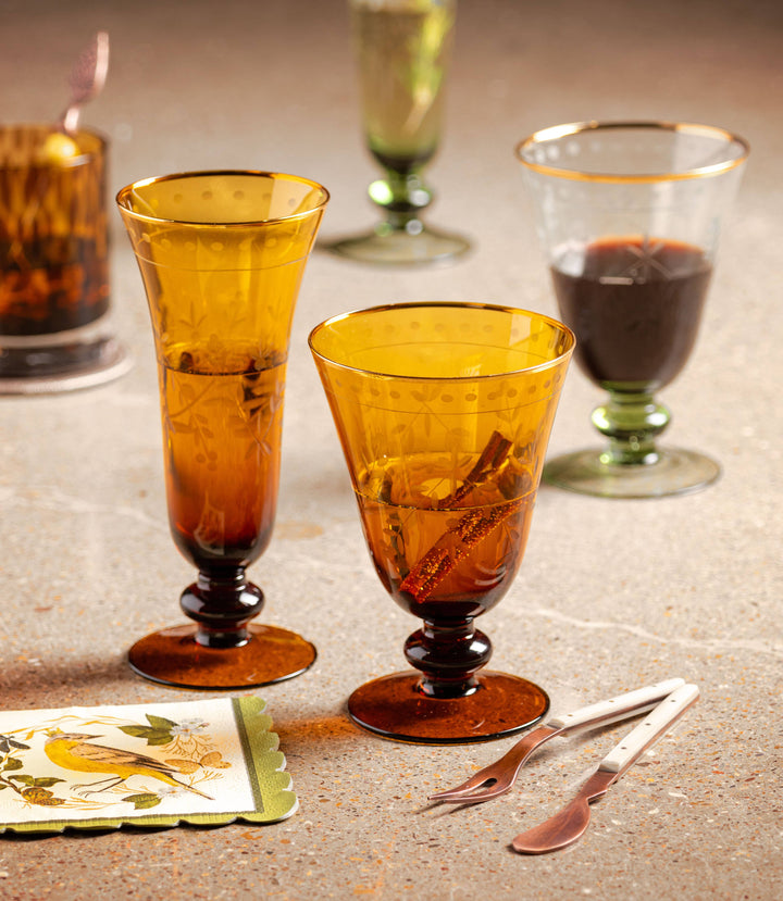 Honey Gold Etched Flute- Set of 2