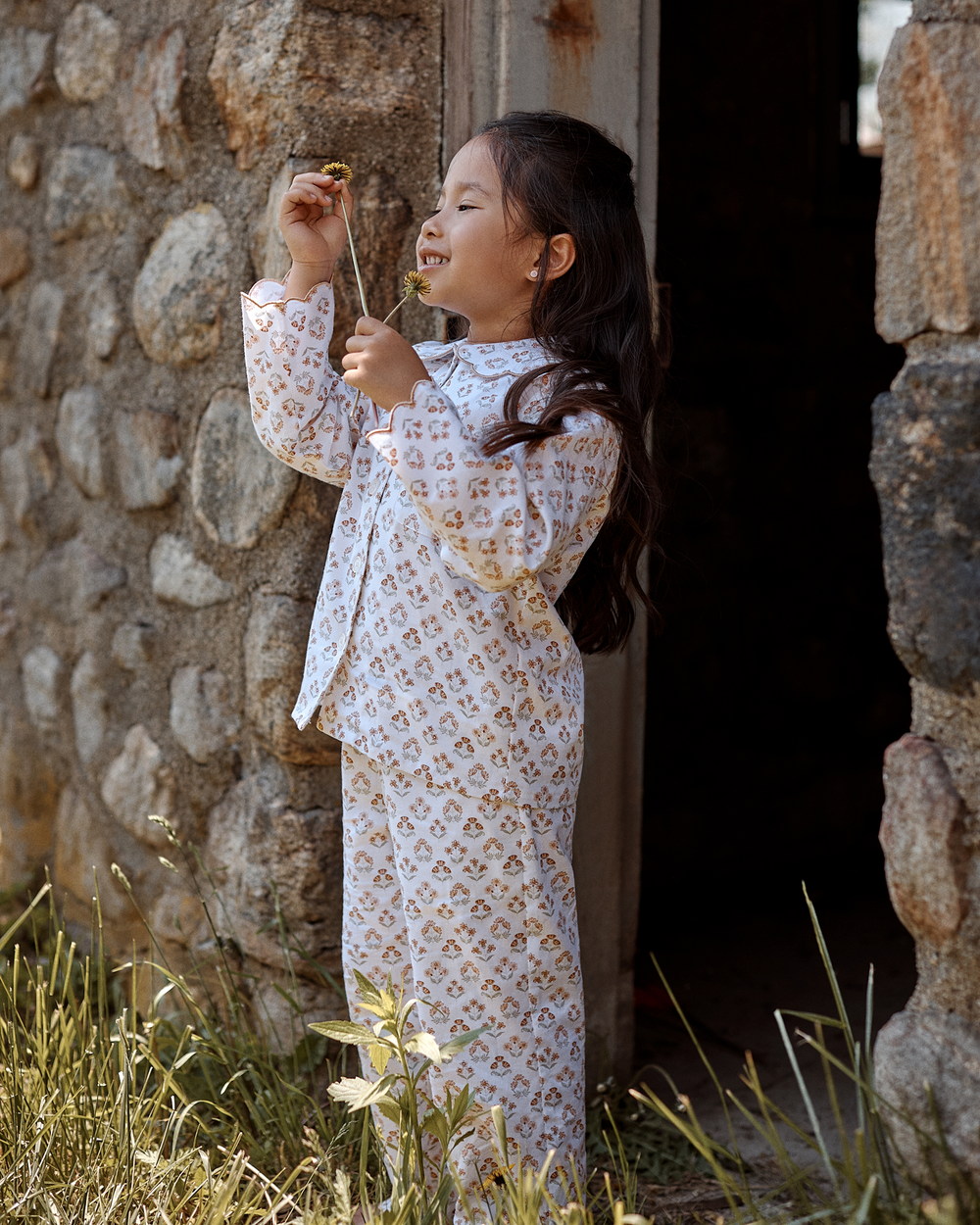 Petite Plume Kid's Twill Colette Pajama Set in Estate Garden