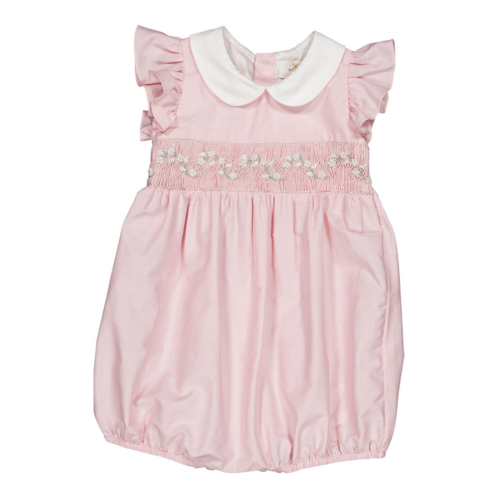 Pink baby Romper with Smocking Detail
