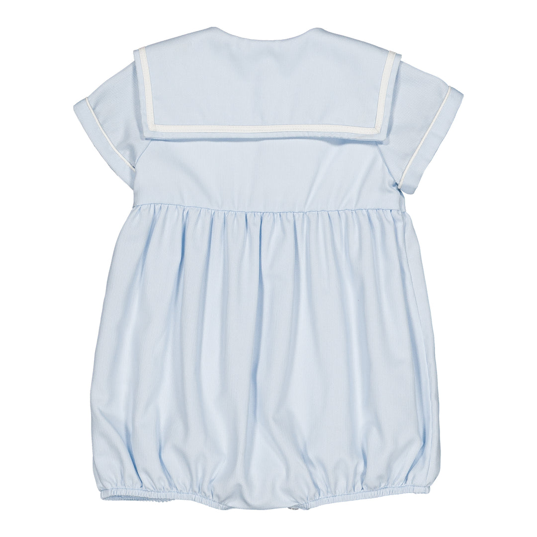 Kidiwi Paulin Boy Romper in Blue Celeste Pique