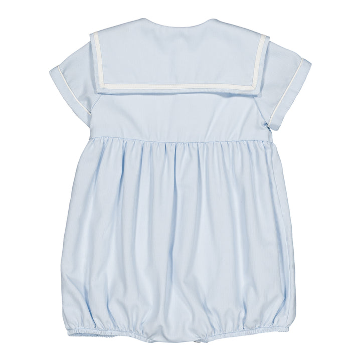 Kidiwi Paulin Boy Romper in Blue Celeste Pique