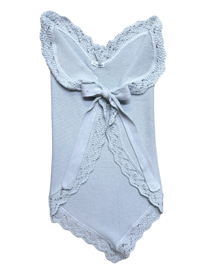 Lace Trimmed Newborn Swaddle - Blue