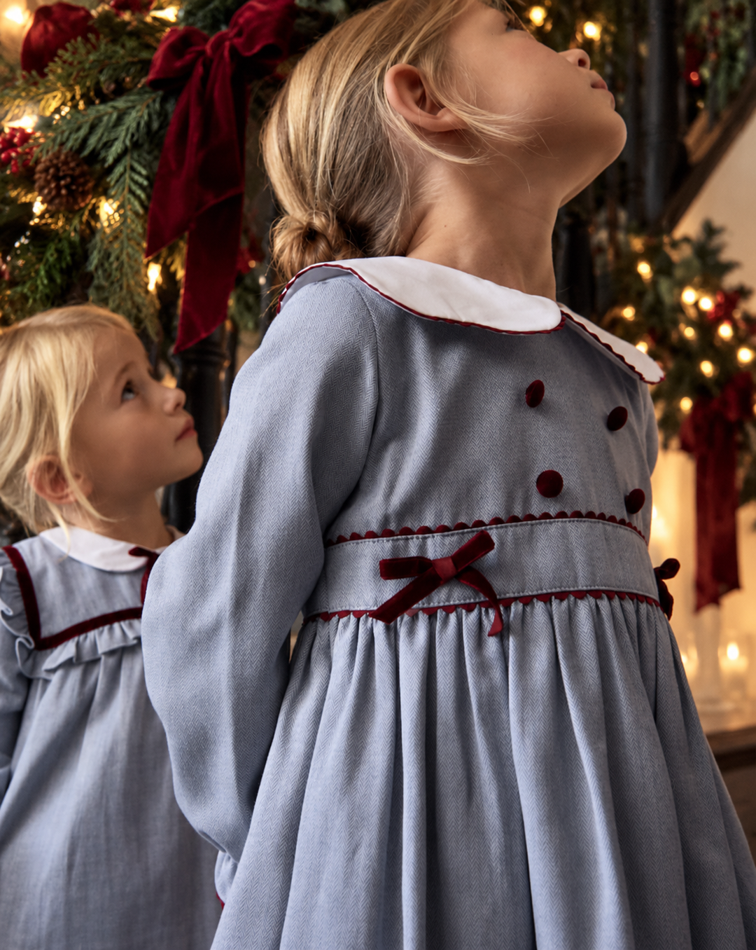 La Coqueta Rosalie Girl Empire Dress Dusty Blue