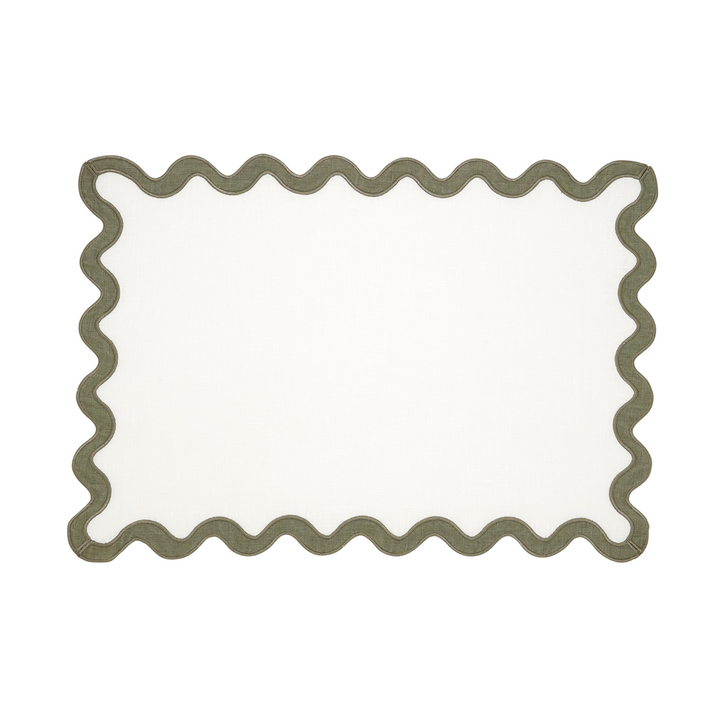 Rectangular placemat with wavy edge on a white background