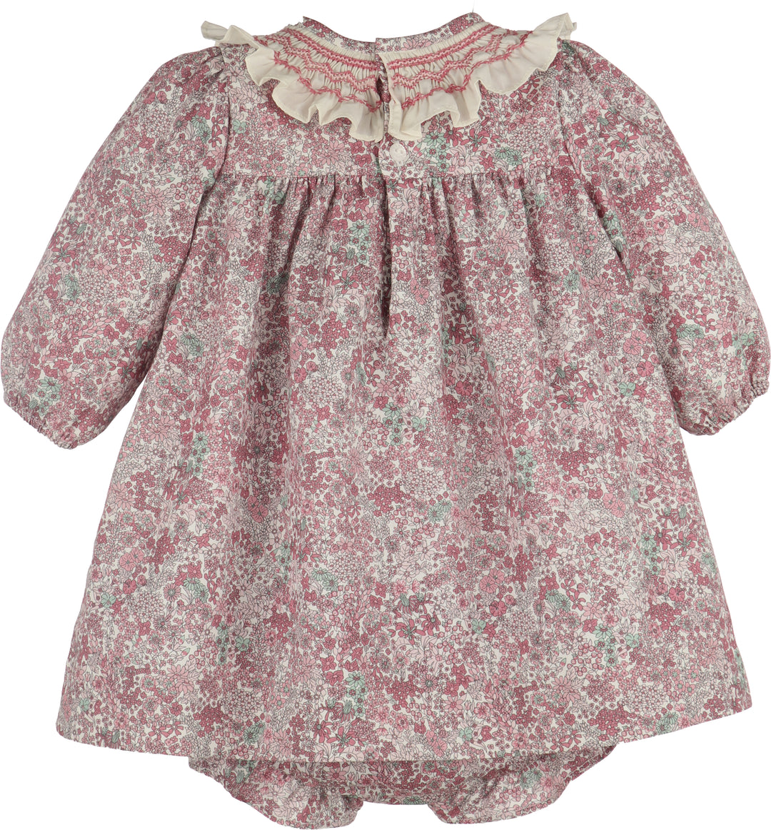 Luli & Me Fall Bloom Collar Set in pink floral print, back view