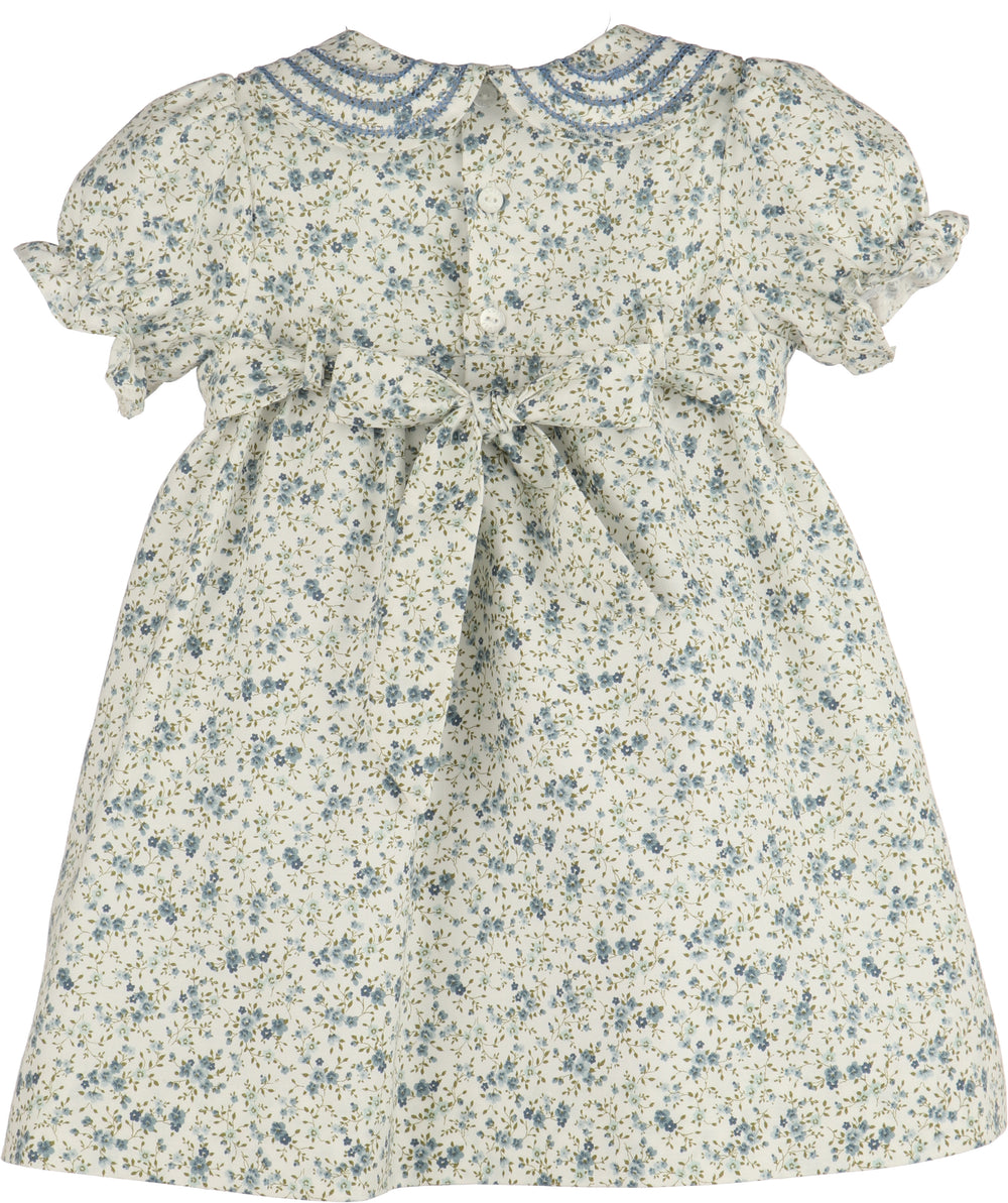Back of Girls Floral Print Dress with Bow