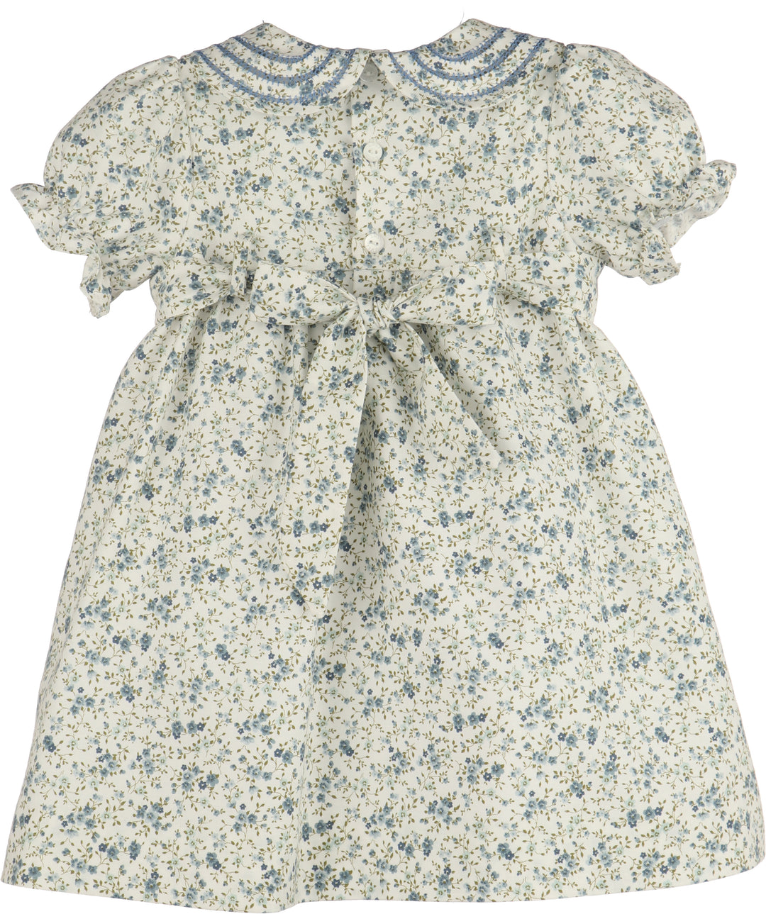 Back of Girls Floral Print Dress with Bow
