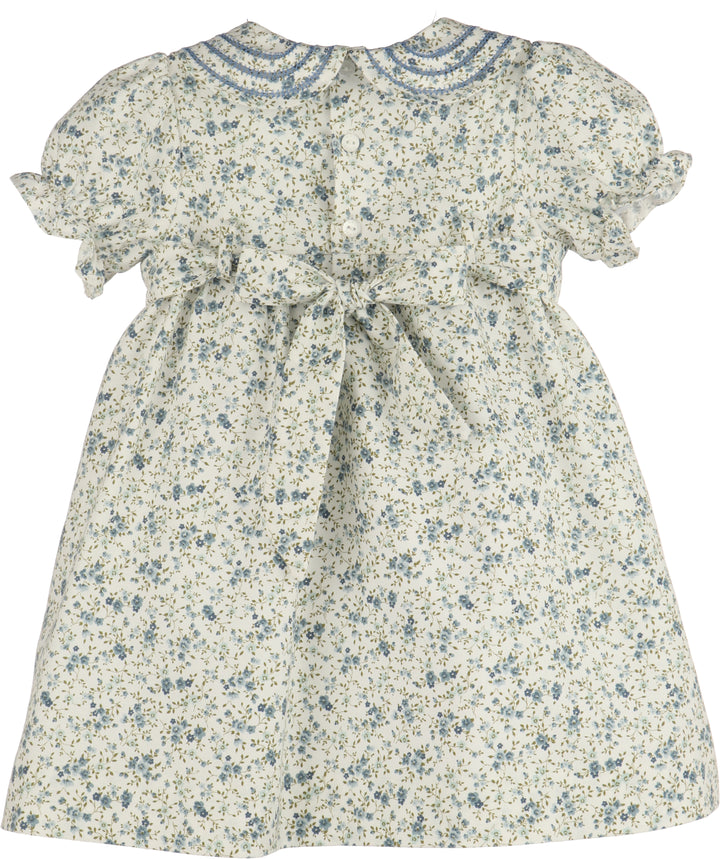 Back of Girls Floral Print Dress with Bow