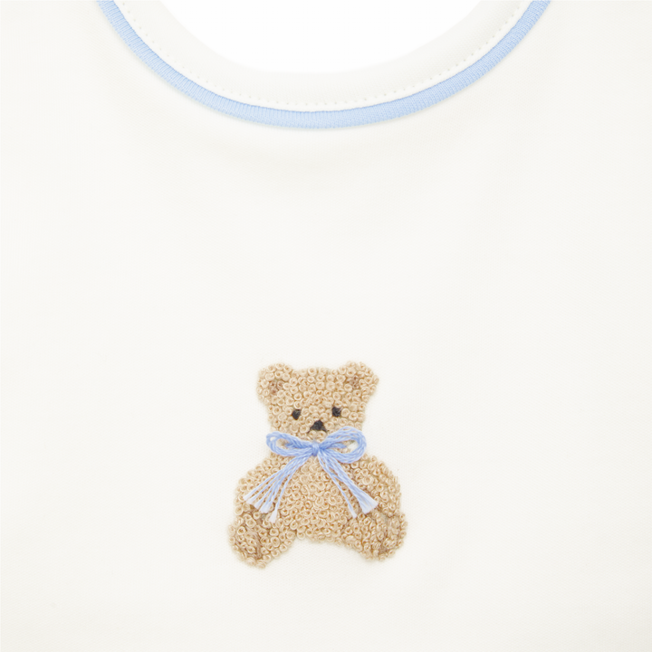 Baby Bib with Teddy Bear Applique