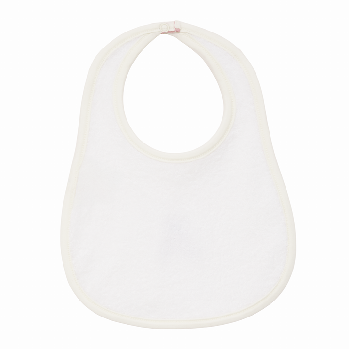 Baby Pima Cotton Bib with Pink Trim and Teddy Bear Applique