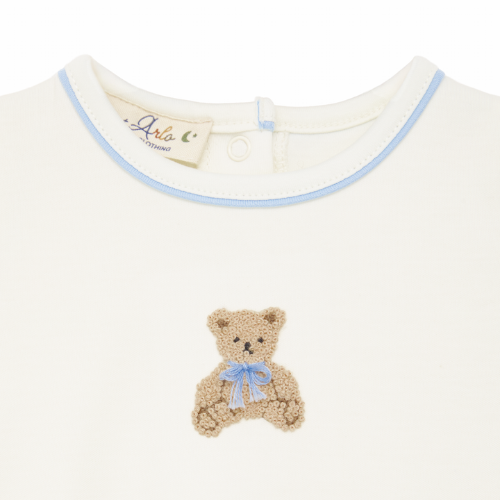 baby boy romper with teddy bear motif 