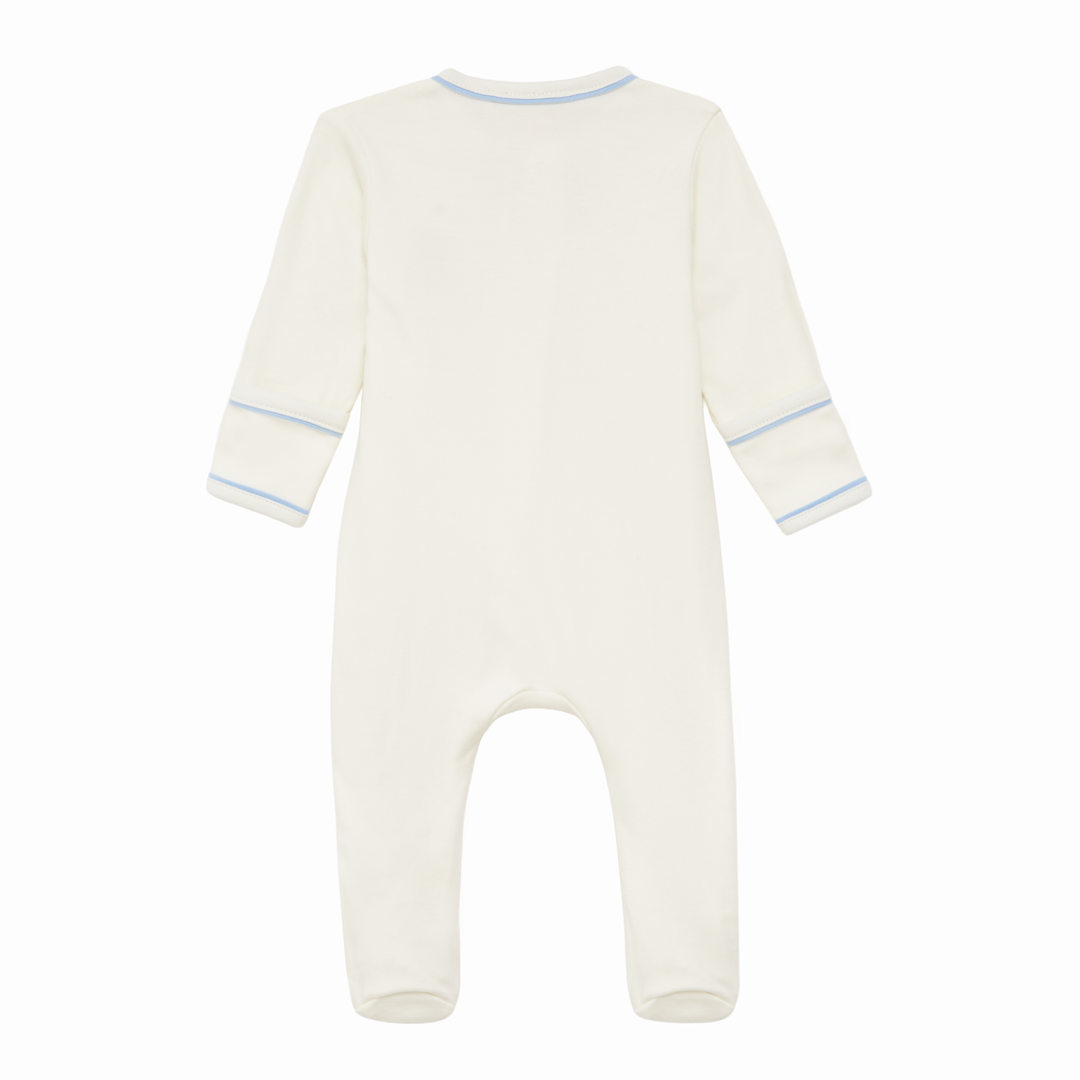 Newborn Pima Cotton Zip Footie with Teddy Bear Motif