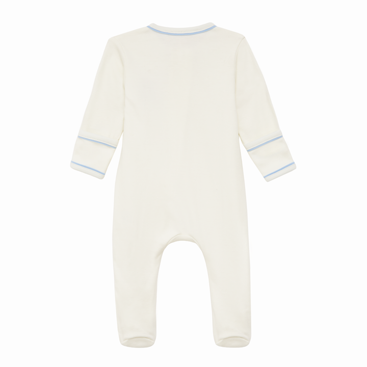 Newborn Pima Cotton Zip Footie with Teddy Bear Motif
