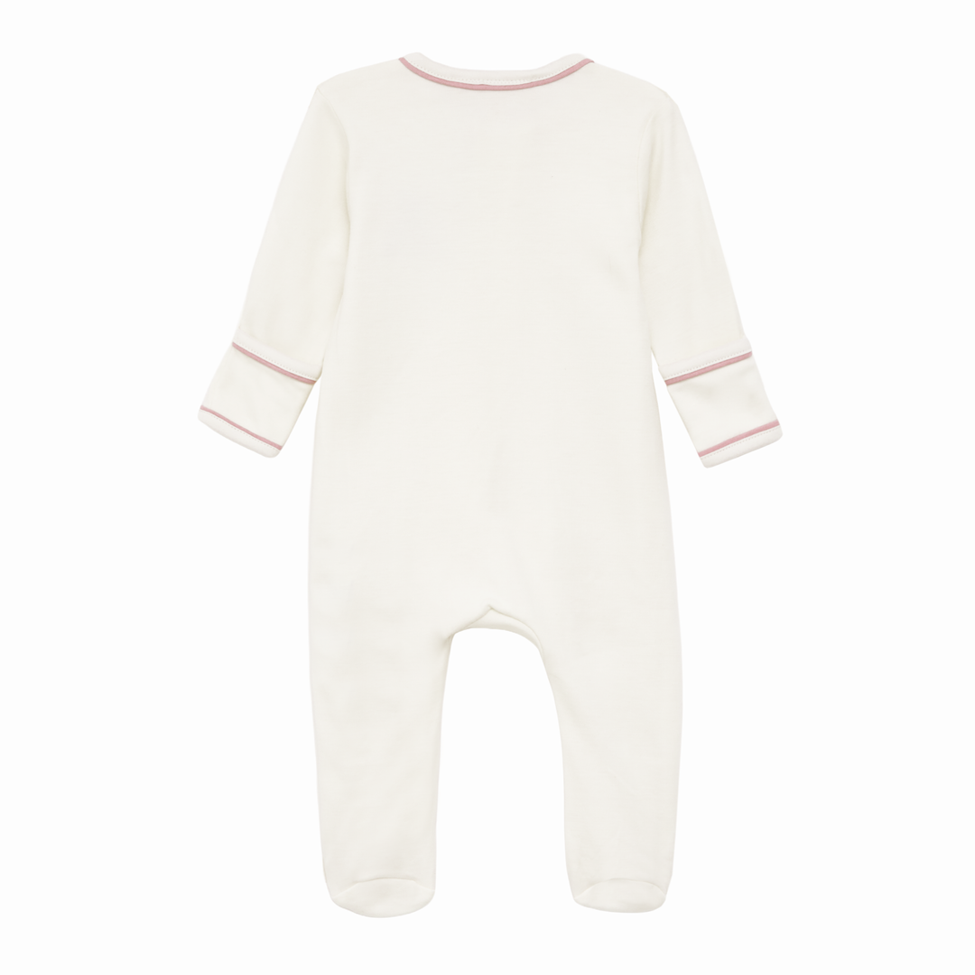 Baby Pima Cotton Footie with Teddy Bear Applique