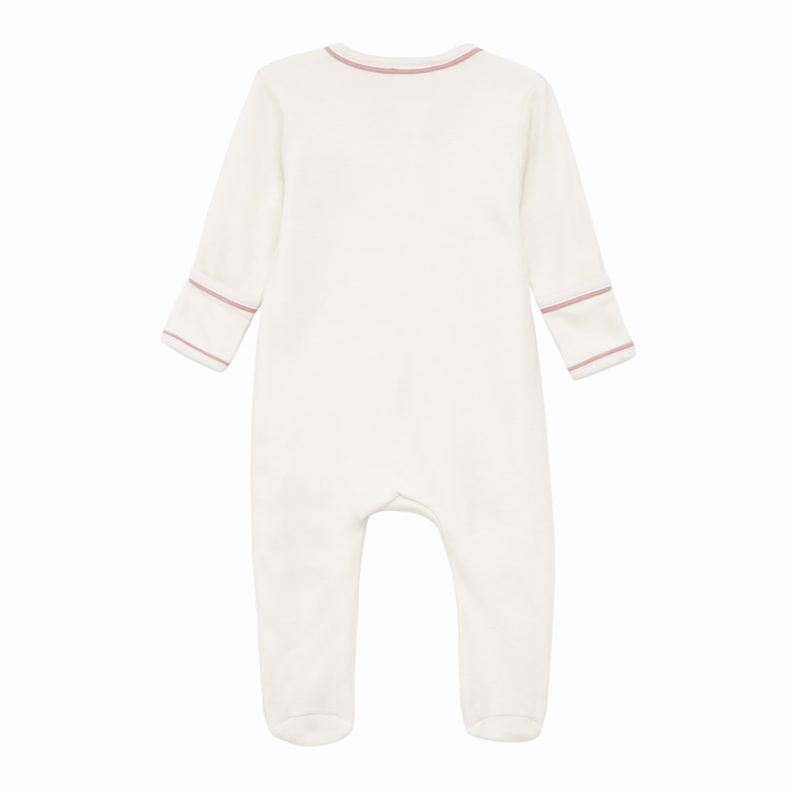 Baby Pima Cotton Footie with Teddy Bear Applique