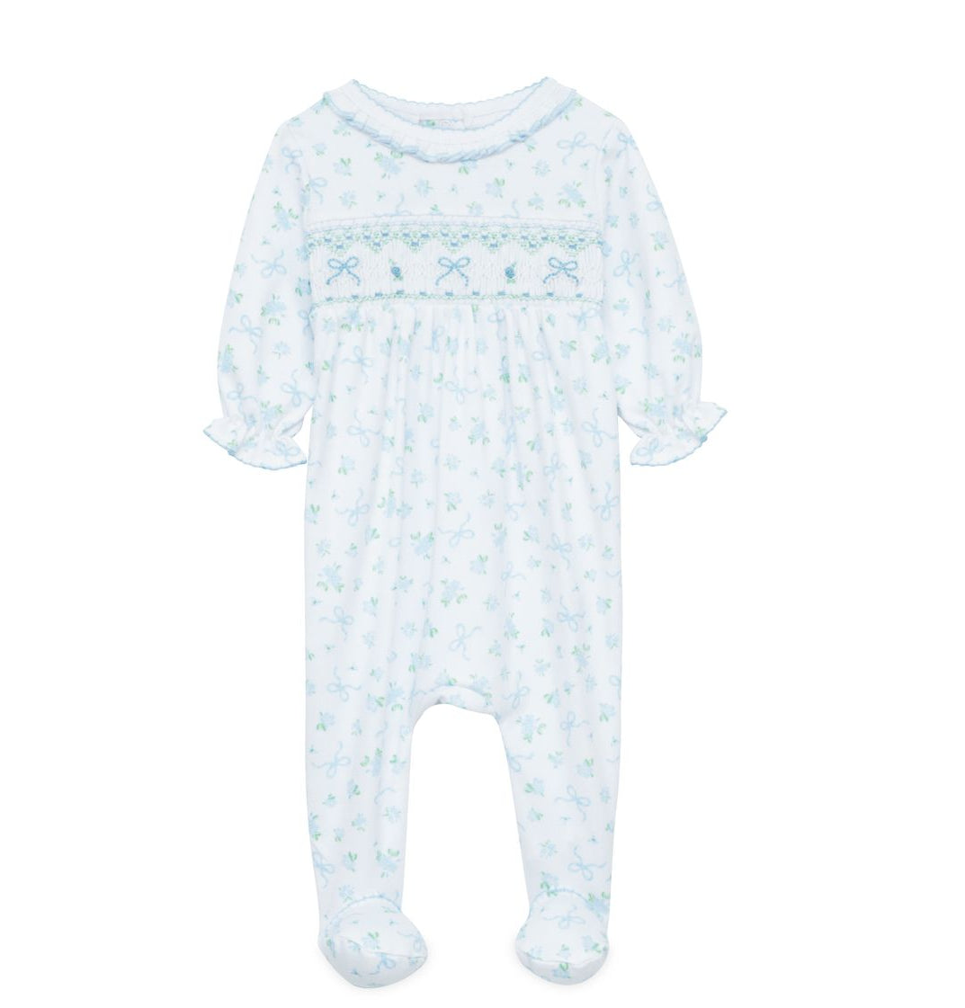 Baby onesie with floral pattern on a white background