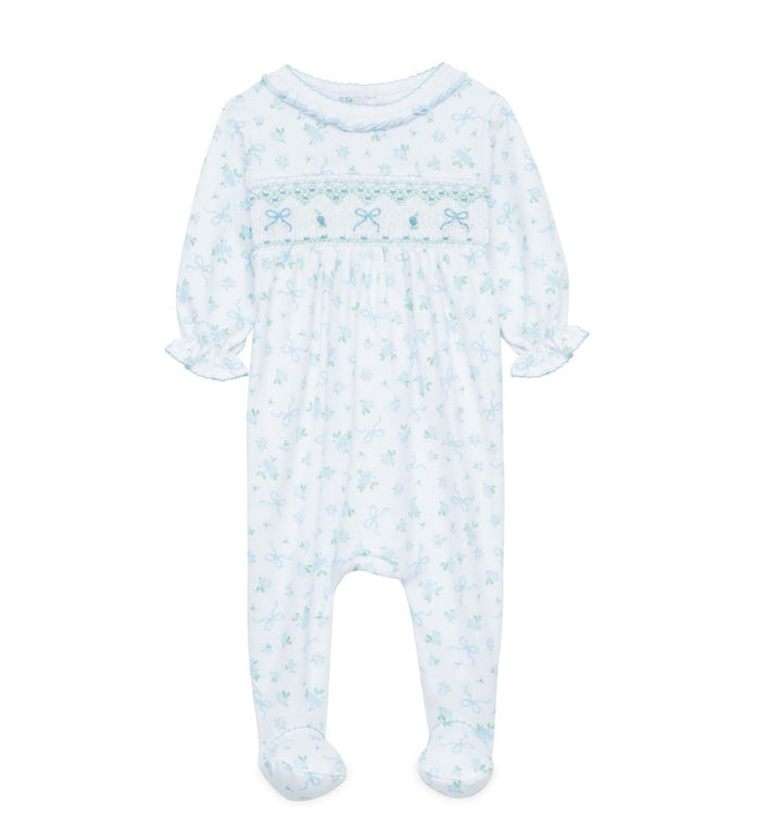 Baby onesie with floral pattern on a white background