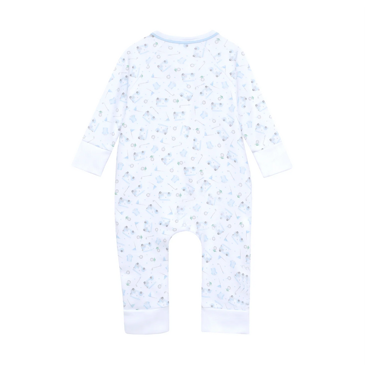 Baby onesie with star pattern on a white background